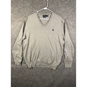 Polo Ralph Lauren Mens XL Gray Pima Cotton V-Neck Sweater 710744675001